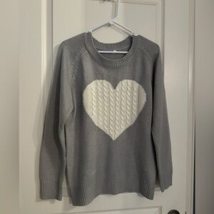 Gray Heart Sweater